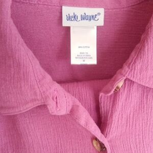 Women's Pink Textured Button Down Shirt